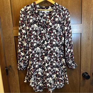 nyjah silk mini dress Veronica Beard Nyjah Floral Long Sleeve Silk Minidress In Lake Mist Multi